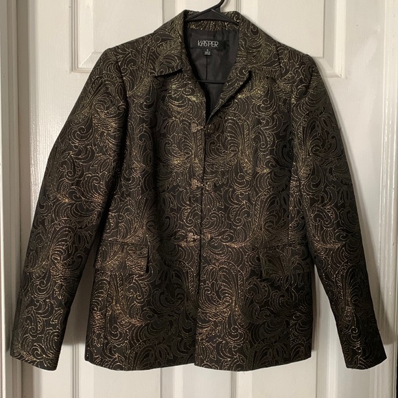 Kasper black and gold suit jacket - Picture 1 of 6